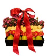 White Carnations, Green Apples and fillers.