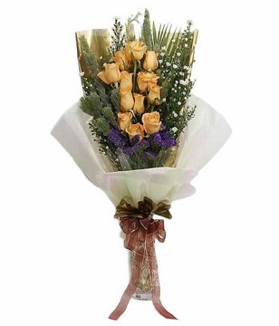 12 Yellow Roses with Long Wrapping