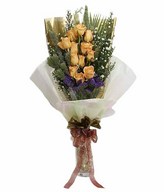 12 Yellow Roses with Long Wrapping