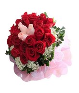 24 Roses Handbouquet (3 Peach 21 Red)