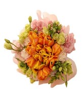 Bouquet of Orange Tulips with Pink and White Carnations