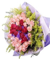 36 Pink/red Roses with Yellow Phoenix