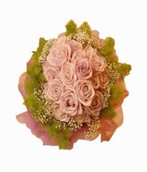 12 Lavender roses hand bouquet with baby's breath