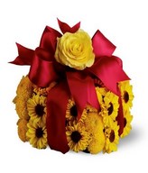 European gift box decorated with sunflowers