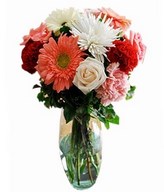 Pink roses, gerberas and more